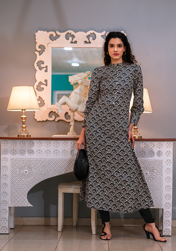 SASHA BLACK PRINTED KURTHA